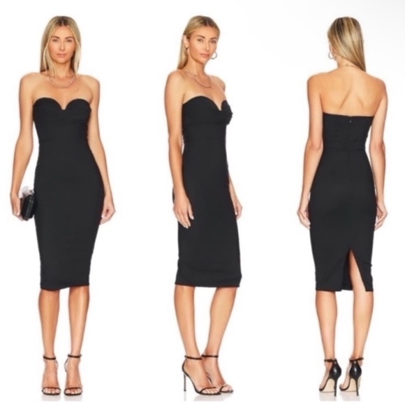 NWT MORE TO COME Sophia Strapless Midi Dress in Black NWT Size XS - Picture 1 of 5